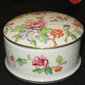 Crown Staffordshire Pagoda Fine Bone China Trinket Box Gold Trim Made In England